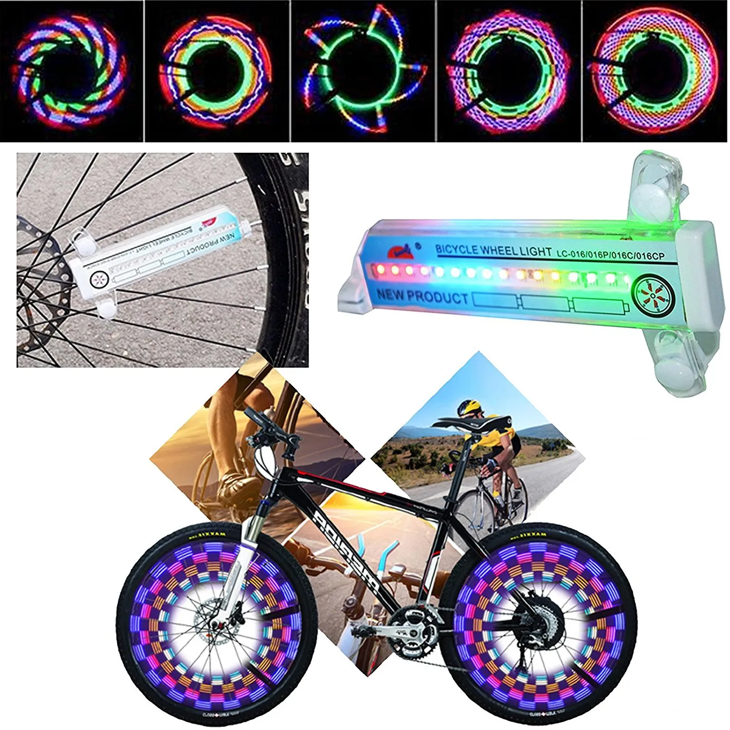 Lichter Sport und Outdoor Buntes Fahrrad Radfahren Rad Speichenlicht 32 LED-Muster Wasserdichtes Zubehör