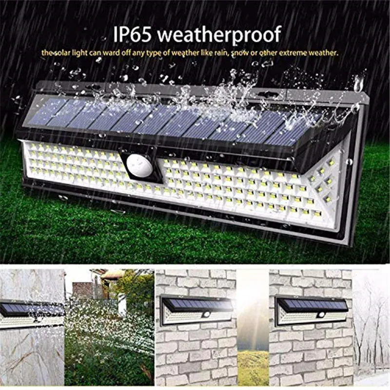 118 LED 1000LM Waterdichte PIR Motion Sensor Zonne-Tuin Licht Outdoor LED Zonnelampjes 3 Modi Beveiliging Pool Deur Zonne-verlichting