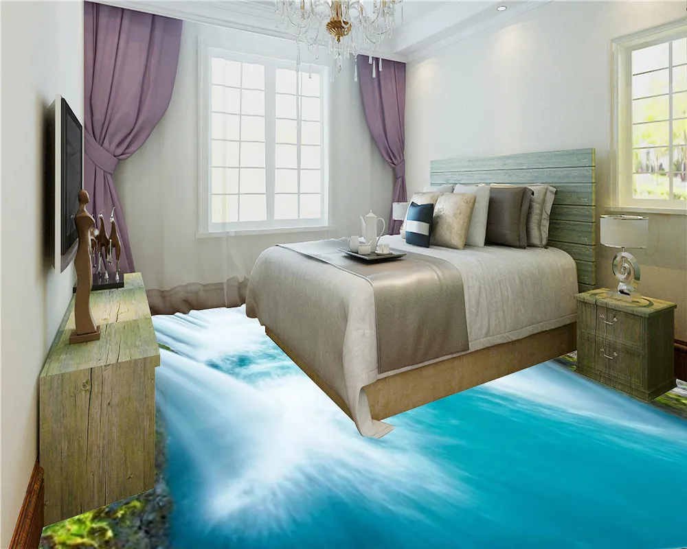 3 dベッドルームの床の壁紙大きい滝美しい風景リビングルームの寝室の装飾の床防損ぬ壁紙