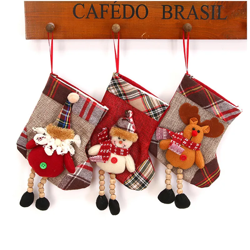 Christmas Stocking Mini Sock Santa Claus Candy Gift Torba Xmas Drzewo Wiszące Wisiorek Drop Ornament Dekoracje do domu