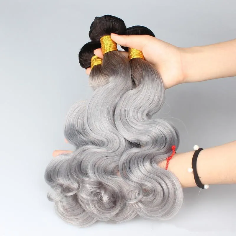 Gray Brazilian Virgin Hair Body Wave Human Hair Weave 300g 
