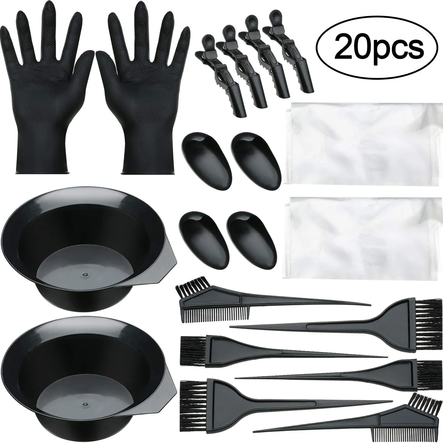 20 stks per kit Haarkleuring Mengkommen Set Cape Tint Borstel Kam Bowl Haarspelden Oor Covers Handschoenen Salon Gereedschap