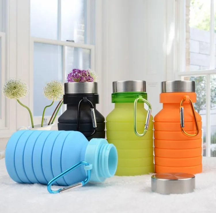 Nieuwe creatieve geperste verstelbare waterflessen fles vouwen sport reizen klimmen wandelen drank flessen ketel 550ml