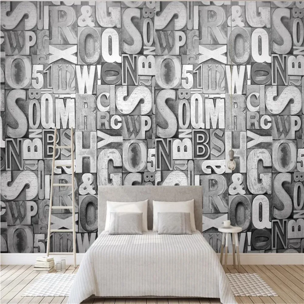 Carta Da Parati Nera E Grigia Sfondi 3D Pareti Pittura Murale Con Lettere  Grigie In Rilievo TV Sfondo Da 43,93 € | DHgate, image size:1000x1000