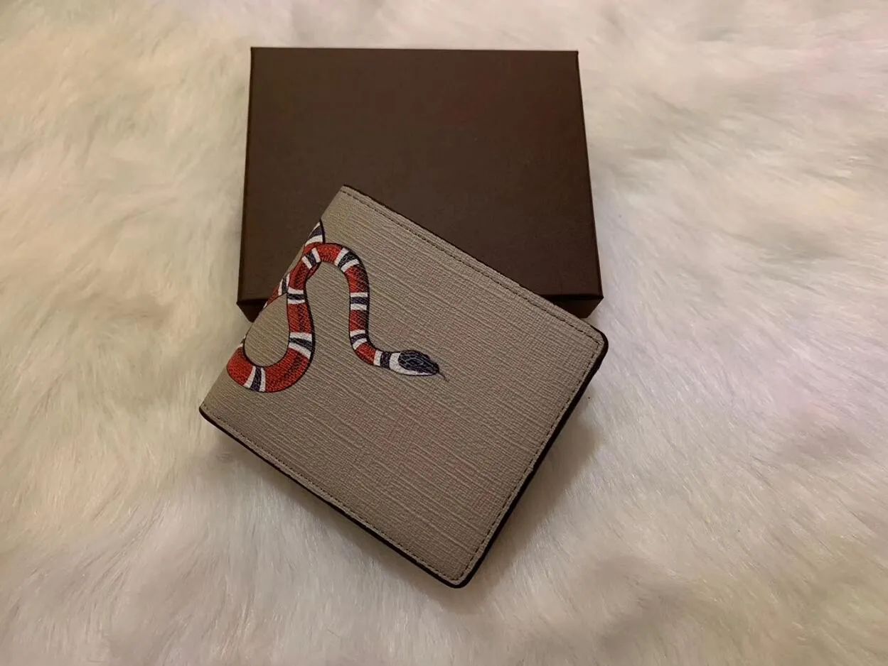 High quality men animal Short Wallet Leather black snake Tiger bee Wallets Women Long Style Purse Wallet card Holders with gift box