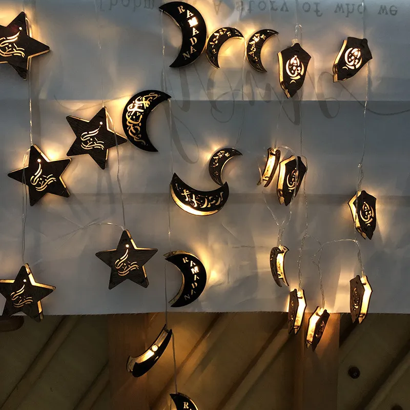1,65 m 10 LED Eid Al-Fitr LED Étoile et Lune Guirlande Lumineuse