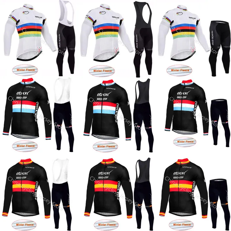 Quick step Pro Team Maillot Cyclisme Hiver Maillot Manches Longues Thermique Polaire Vélo Vêtements Maillot Ropa Ciclismo A08