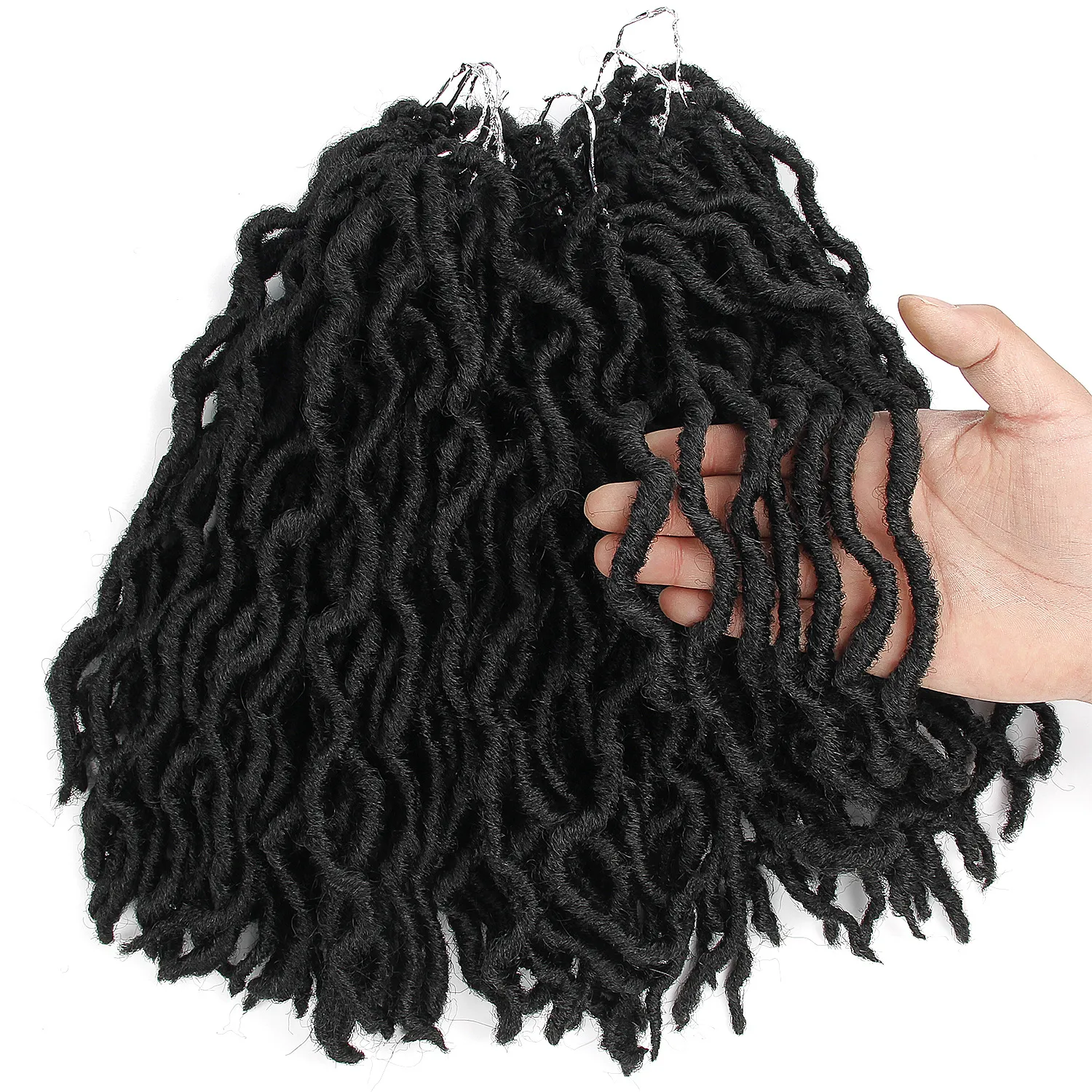 Boho Goddess Locs synthetisches gerades 1B BUG 12 Zoll 18 gehäkeltes Flechthaar Europa Vereinigte Staaten schwarzes gewebtes Haar