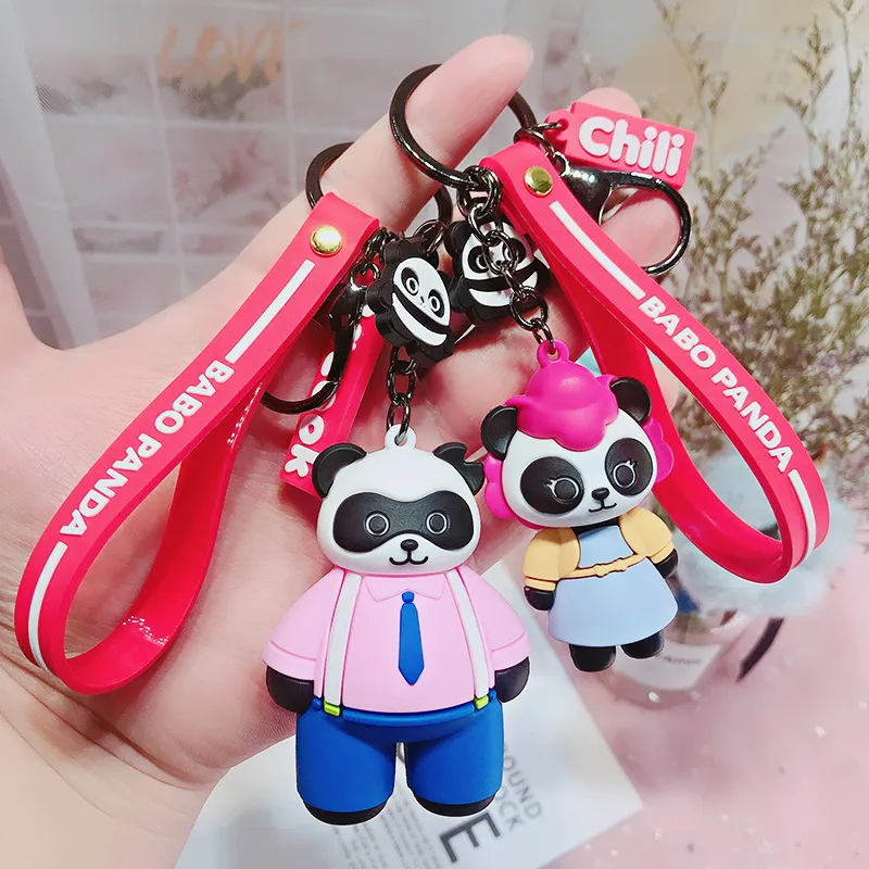 2019 Ny mode smycken tecknad BAB Panda Keychain Bag Pendant Söt Män och Kvinnor Bilväskor Keychain Små gåvor 567