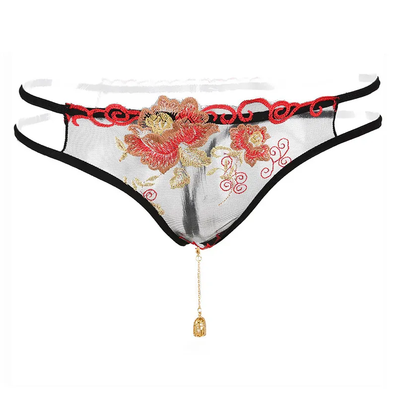 Frauen Sexy Höschen Taste Perspektive Offene Damen Sexy Unterwäsche T-Hosen G-Strings Dessous Höschen Uniform Attraction Gestickte T-Hosen