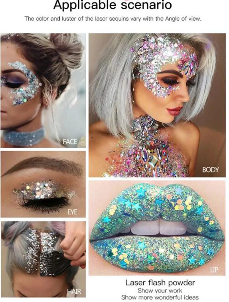 HANDAYAN Eye Glitter Hair Body Face Glitter Gel Art Flash Heart Loose