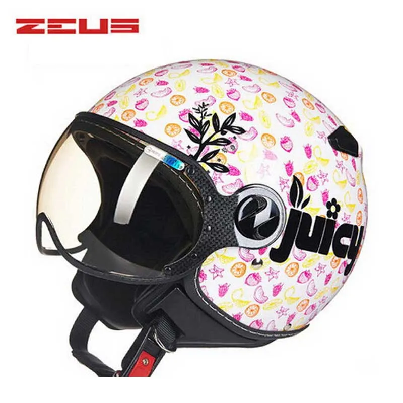 Casque de moto électrique jaune abeille, demi-visage, ZEUS 3 4, scooter, motocross, pour femmes et hommes, M, L, XL, XXL256t