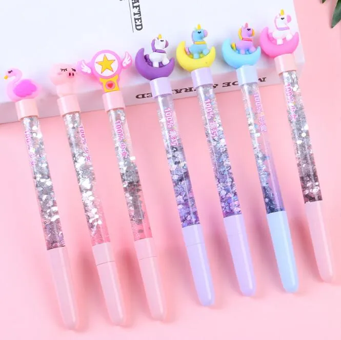 Cartoon Unicorn Quicksand Black Ink 0.5mm Gel Pens Stardrone Students Gel-Pen Writing Supplies Office & School HA416