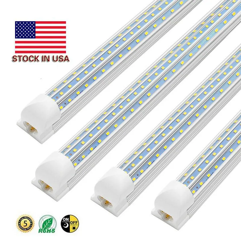 Estoque em US + 8FT LED Tubes Light 120W Integrado T8 LED Tubo de Luz 8 pés Double Laterais 576leds 13000 Lumens AC 110-240V