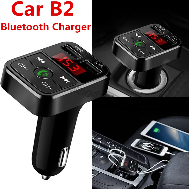 CARB2 Bluetooth Araç Kiti MP3 Çalar Ile Handsfree Kablosuz FM Verici Adaptörü 5 V 2.1A USB Araç Şarj B2 Destek Mikro SD Kart