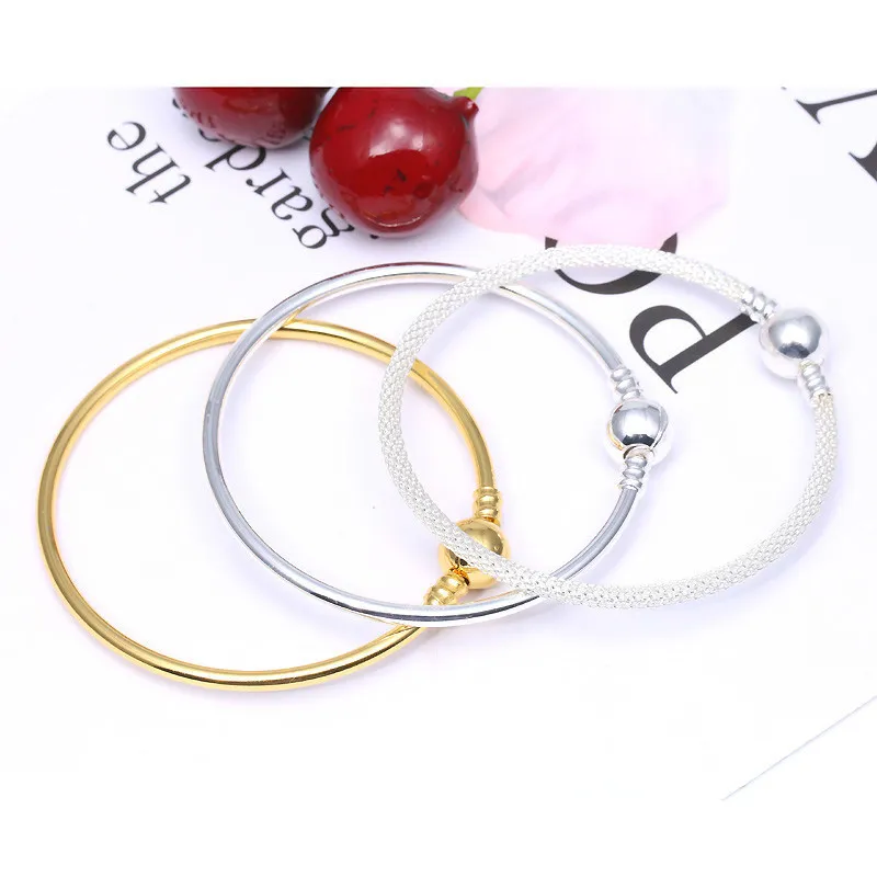 Till salu European Handgjorda Smycken Charm Armband och Bangles Justeringshål Guld Silver Smycken Armband