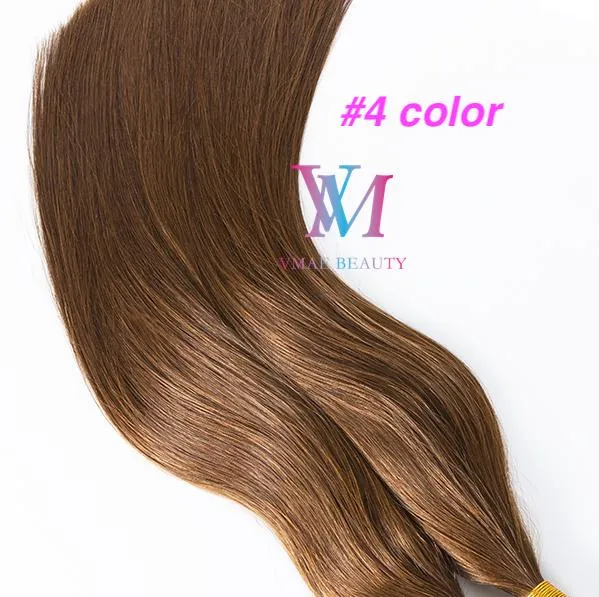 Wholesale #27 #60 Natural color European I-tip Human 1g/ strand 50g Single Drawn Pre-bonded Virgin Remy Human Straight Hair Extensions