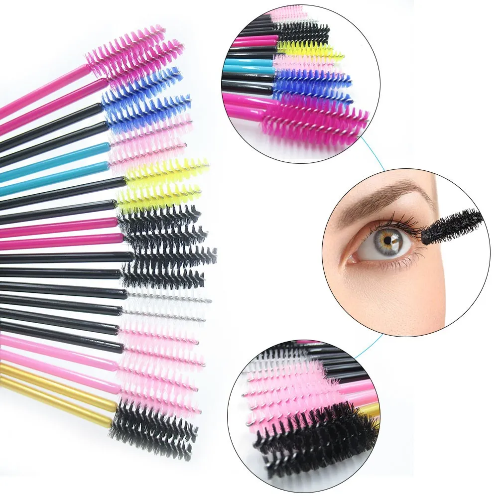 Kirpik Fırçası Salon kullanımı 50 Adet / torba makyaj Fırçalar Renkli Tek Kullanımlık Göz Kirpik Uzatma Aletleri Lashes BK1
