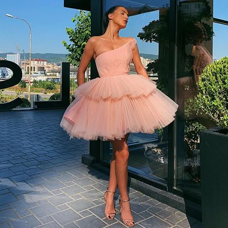 Jupe Robe Soiree Tulle Courte Robe De Cocktail En Tulle à Manches