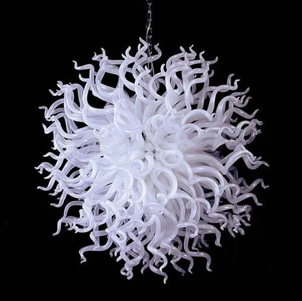 Wystrój Okrągły Murano Dmuchanego Szkła Żyrandol Lampa 100% Handmade Białe Kolory Eleganckie Żyrandole Oświetlenie na Sprzedaży
