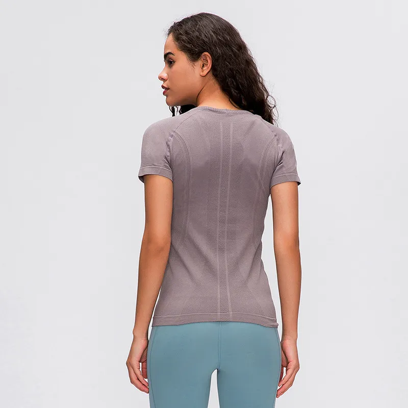 AFK-LU35 Damen Yoga shirts Kurzarm Atmungsaktive Festkörper-Gym Sport Outwork-Tragen mit Logo Hohe Qualität