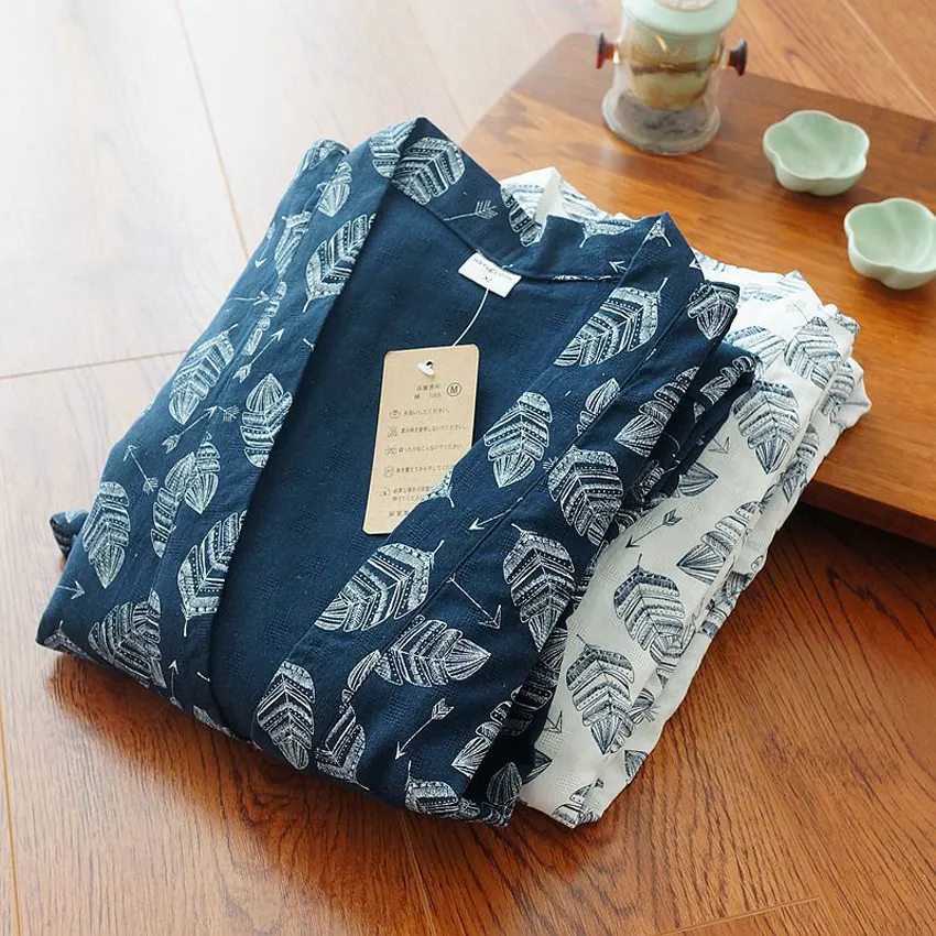 Unisex älskare par pajamas lång mantel japansk traditionell kimono yukata jinbei för kvinnor män hem lös sömnkläder nattklänning3226