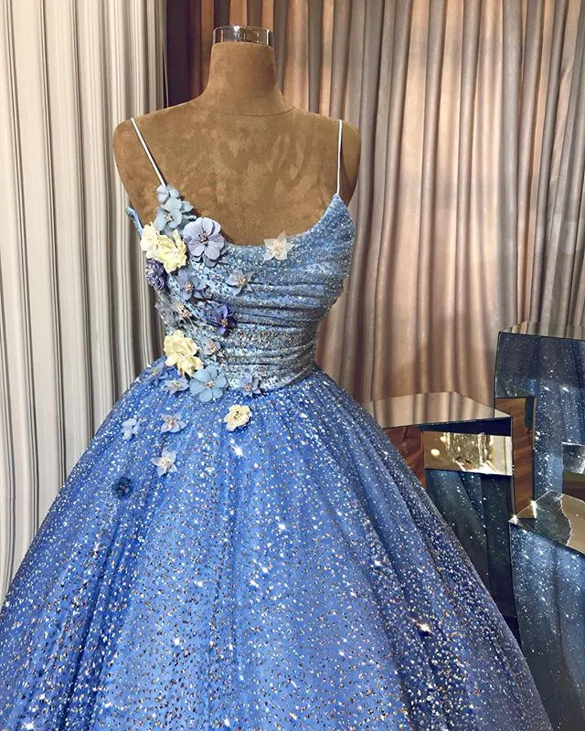 Glitter Blue Evening Dresses Spaghetti Strap 3D... From Huifangzou, $133.06 | DHgate.Com Glitter Blue Evening Dresses Spaghetti Strap 3D... From Huifangzou, $133.06 | DHgate.Com