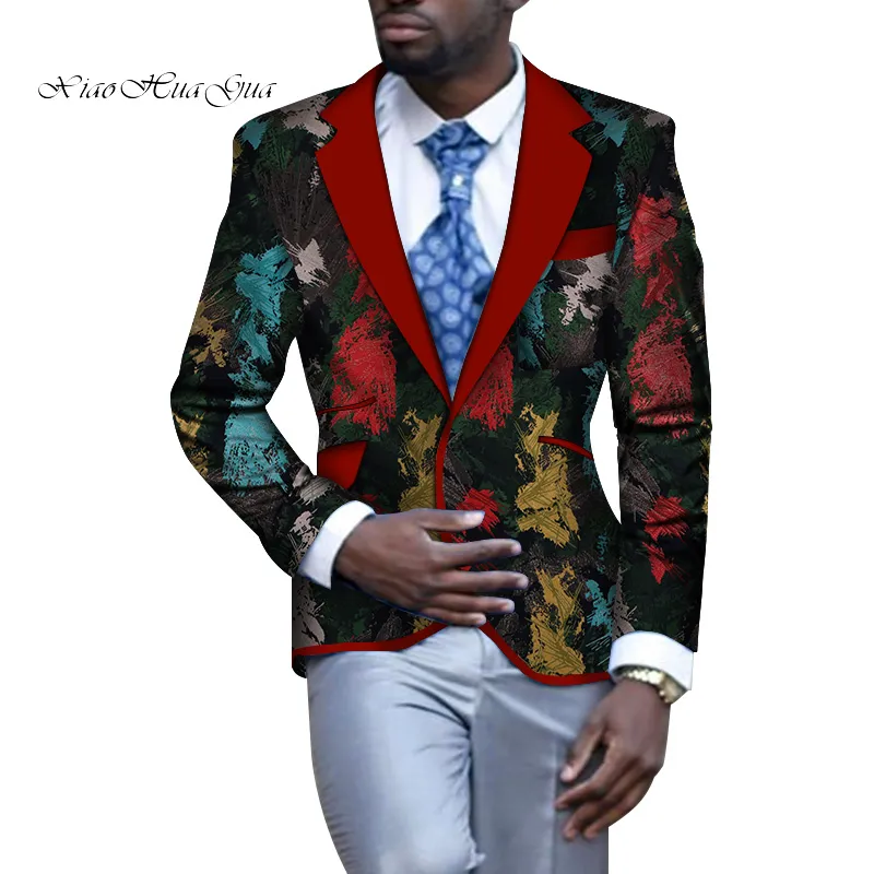 África Roupas Homens Blazer Slim Fit Fancy Blazers Terno Tops Casaco Flor Homens Blazer Vestido de Noiva Terno Casual Wyn105