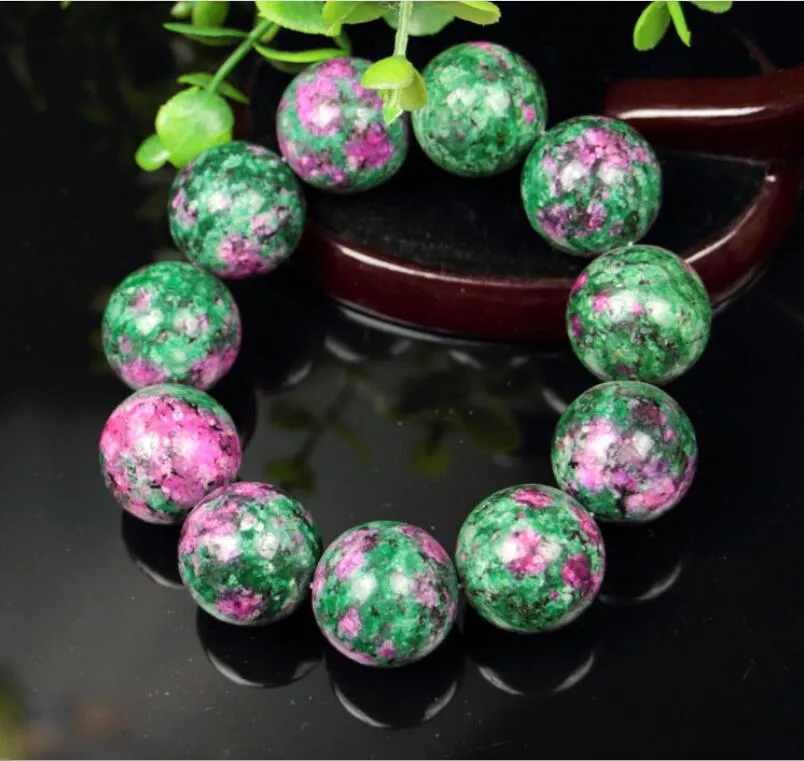 Red and Green Treasure Bracelet, Semi-green and Semi-purple Hand String, Tiger-shaped Hand Row, Men's Dried Plum Blossom Jade