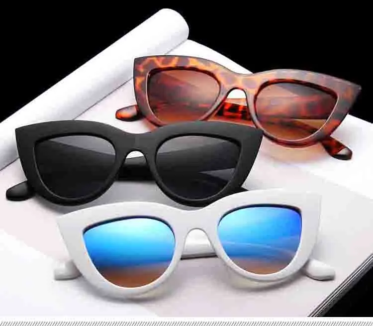 Großhandels-Neue Cat Eye Frauen Sonnenbrille getönte Farblinse Männer Vintage geformte Sonnenbrille weibliche Brillen blaue Sonnenbrille Markendesigner