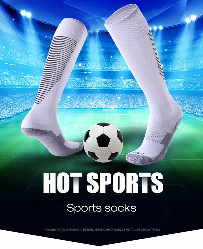 Yetişkin Çocuk Spor Çorap Kaymaz Diz Yüksek Pamuk Polyester Çorap Spor Futbol Futbol Çorap Havlu Taban Ter-Emici Nefes