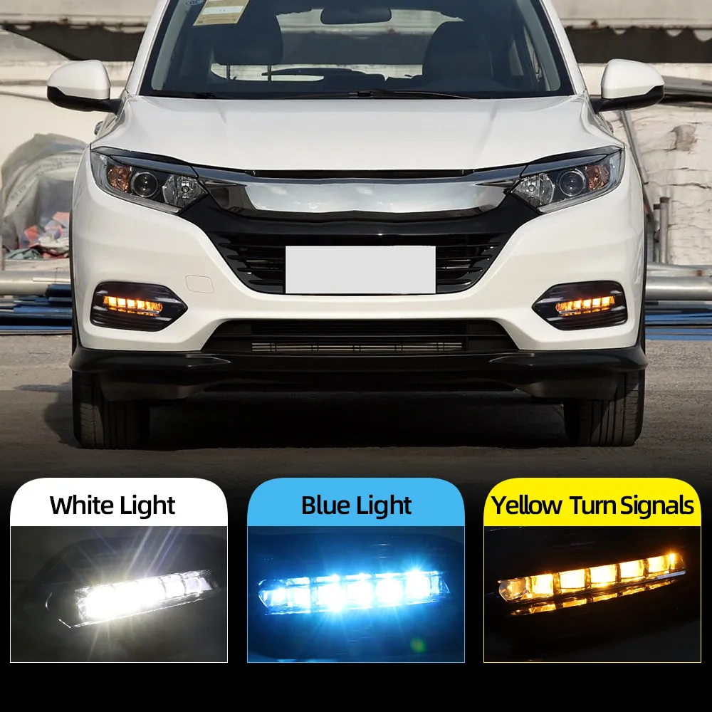 Honda HRV için 2 adet HRV HR-V Vezel 2018 2019 2020 LED Gündüz Koşu Işık Sarı Dönüş Sinyali Araba DRL Sis Lambası Dekorasyon