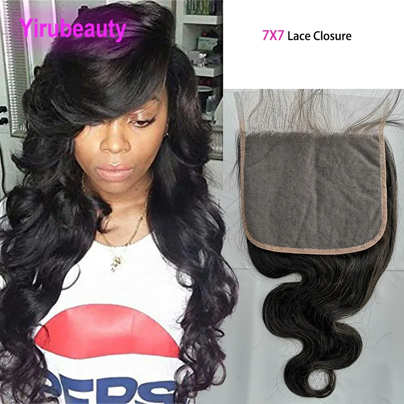 Brazilian Virgin Hair 10-26inch 7X7 Lace Closure Body Wave Human Hair Natural Color Seven By Seven Closures