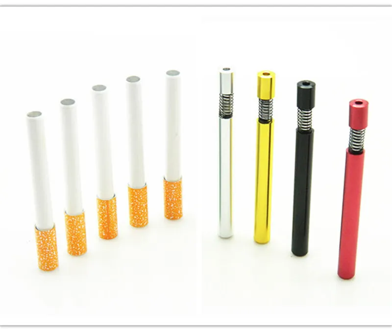 Type de presse portable Métal One Hitter Bat Spring Pipe Snuff Aluminium Fumer Herb Pipe Cigarette Pirogue Pipes Fumer Snuff Snorter sniffer