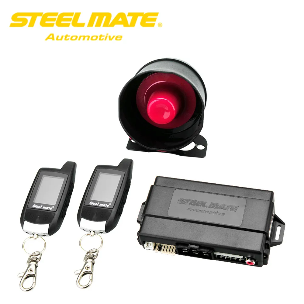 Freeshipping Steelmate Car Alarm Keychain 888E Due sistemi di sicurezza automatica di allarme LCD con sistema di avvio remoto Dispositivo pulsante porta di ingresso senza chiave