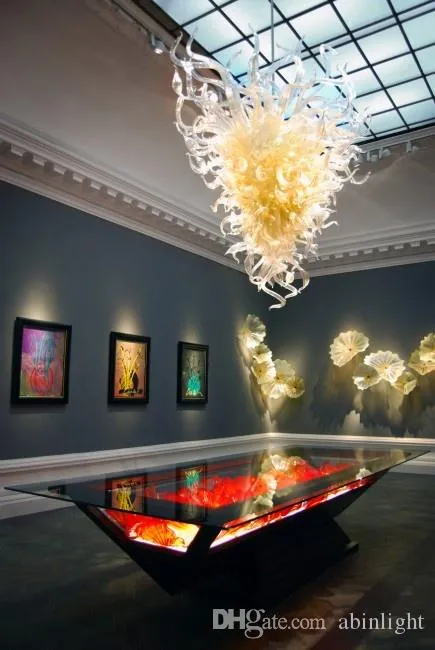 الإضاءة ناحية نفاد الفن ديكو الثريا ضوء نمط مورانو الزجاج الحديثة السقف شنقا مصابيح LED