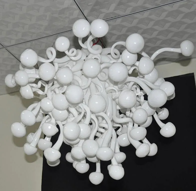 Lampes en gros Murano lustre suspendu lumière givré blanc champignon pendentif éclairage à la main en verre soufflé lustres italiens