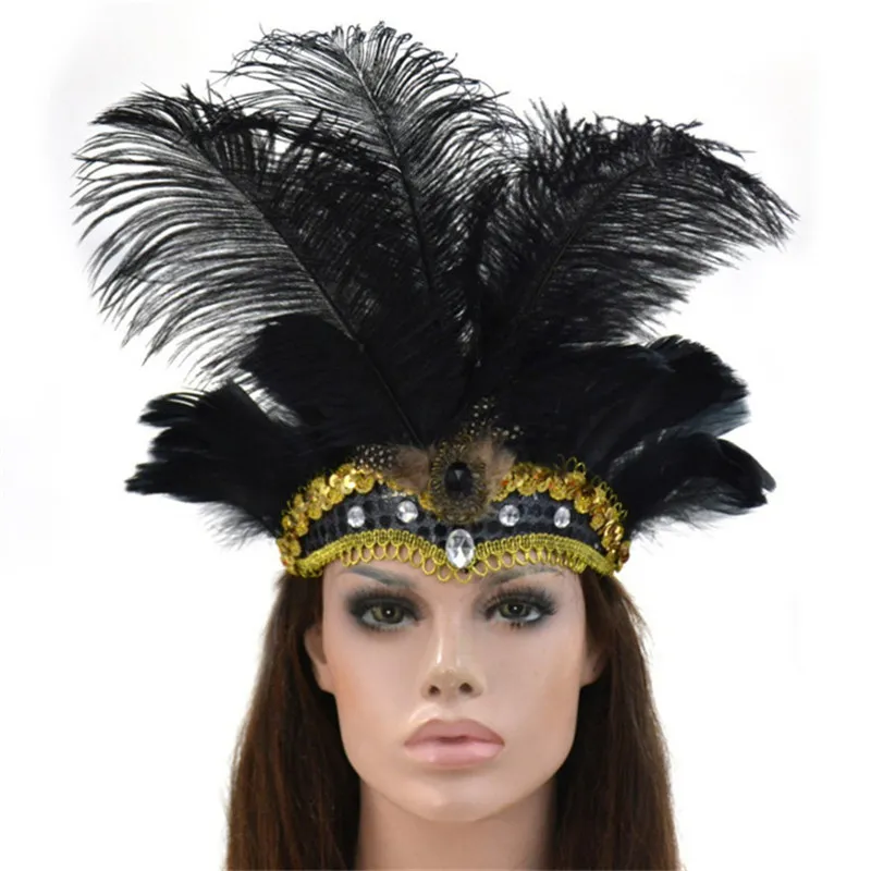 9 couleurs argent paillettes fête chapeaux carnaval mascarade plume coiffe  brésil Rio Cuba carnaval flotteur masque