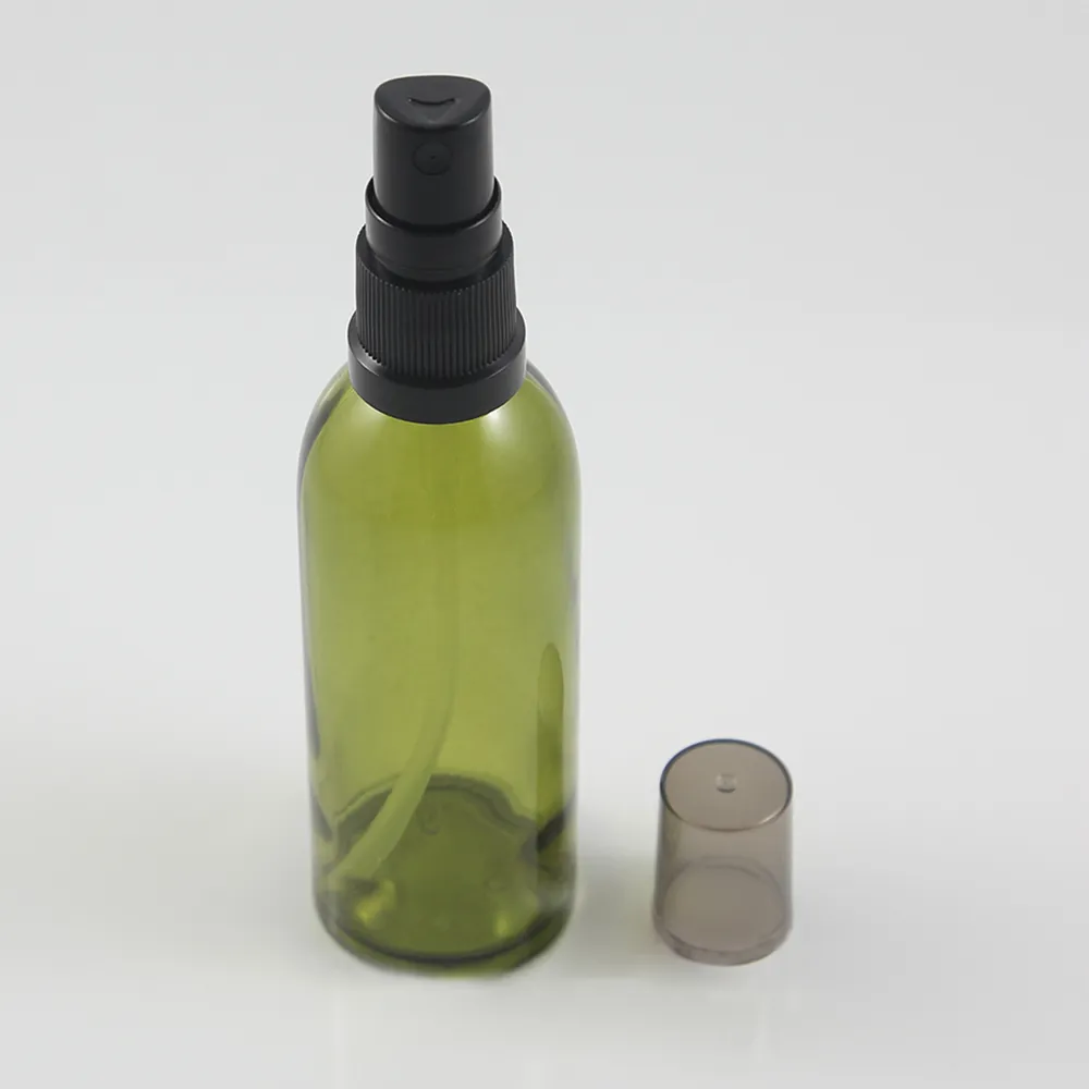 Groene amber rode en matte lege glazen spuitfles, 60 ml mist parfum fles met zwarte spuitpomp, lege spuitfles met plastic dekking