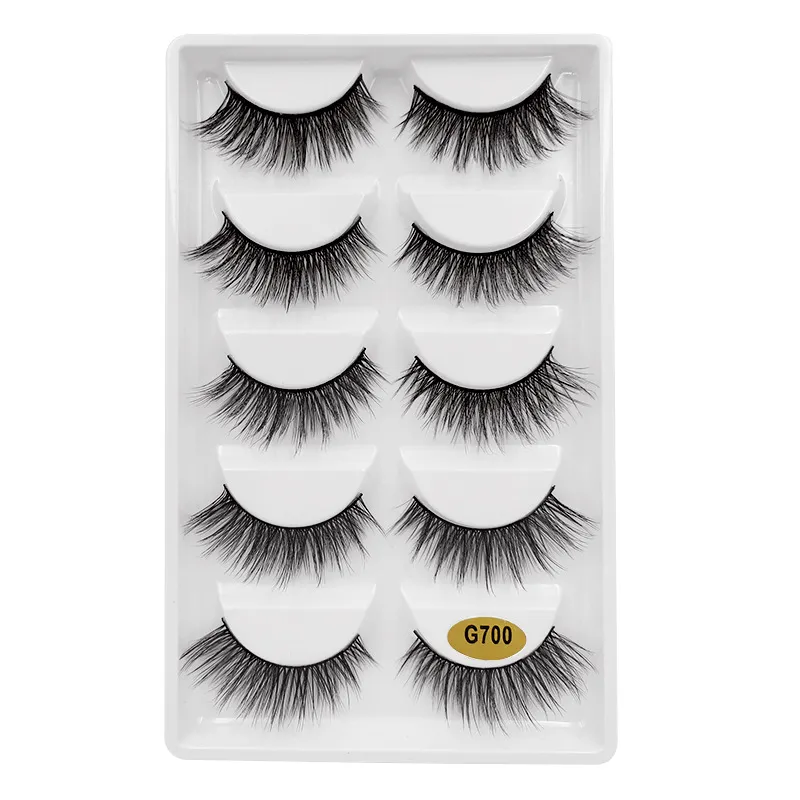 G700 14-15mm Grade A Quality 5 Pairs 3D Mink Eyelashes 1 Doos Fake Mink Washes False Wimpers 1 CM-1.5cm Wimper Extension Cilios