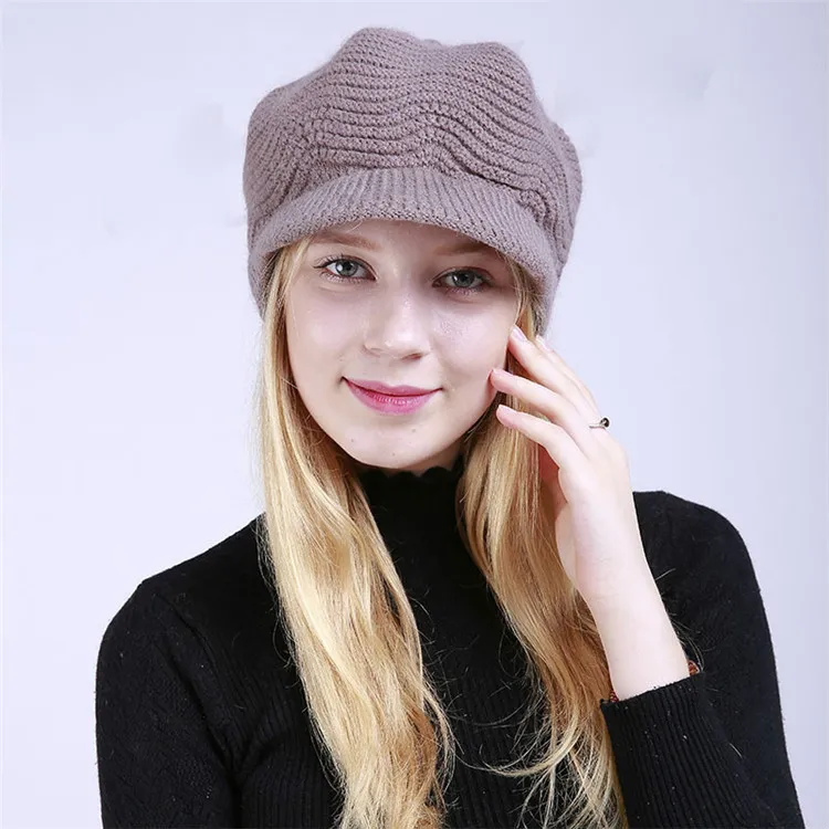 Fashion-Moda Malha Hat Baseball Mulheres Inverno Quente Gorros Chapéus Outdoor TrCrochet Ski festa de Natal Cap Caps T9C00160