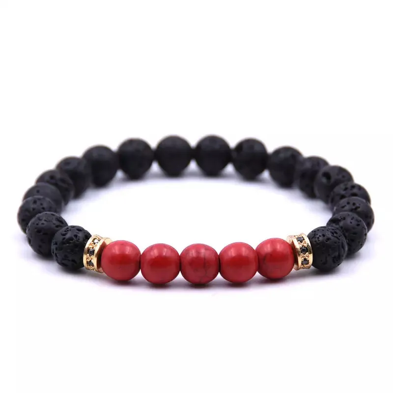 Nya naturliga lava stenarmband Reiki Chakra Healing Balance Pärlor för män Kvinnor Gåva Charm Yoga Smycken