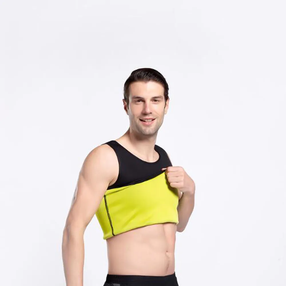 Gilet da uomo in neoprene dimagrante stomaco pancia pancia controllo shapewear tuta da sauna per sport da corsa nero