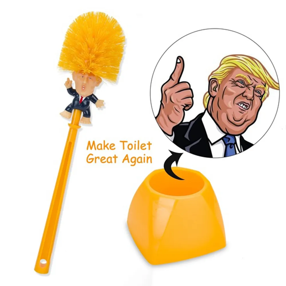 面白いドナルドトランッパトイレブラシのヒラリークリーニングGagギフト大統領は再びトイレを作りますハンドツールブラシ