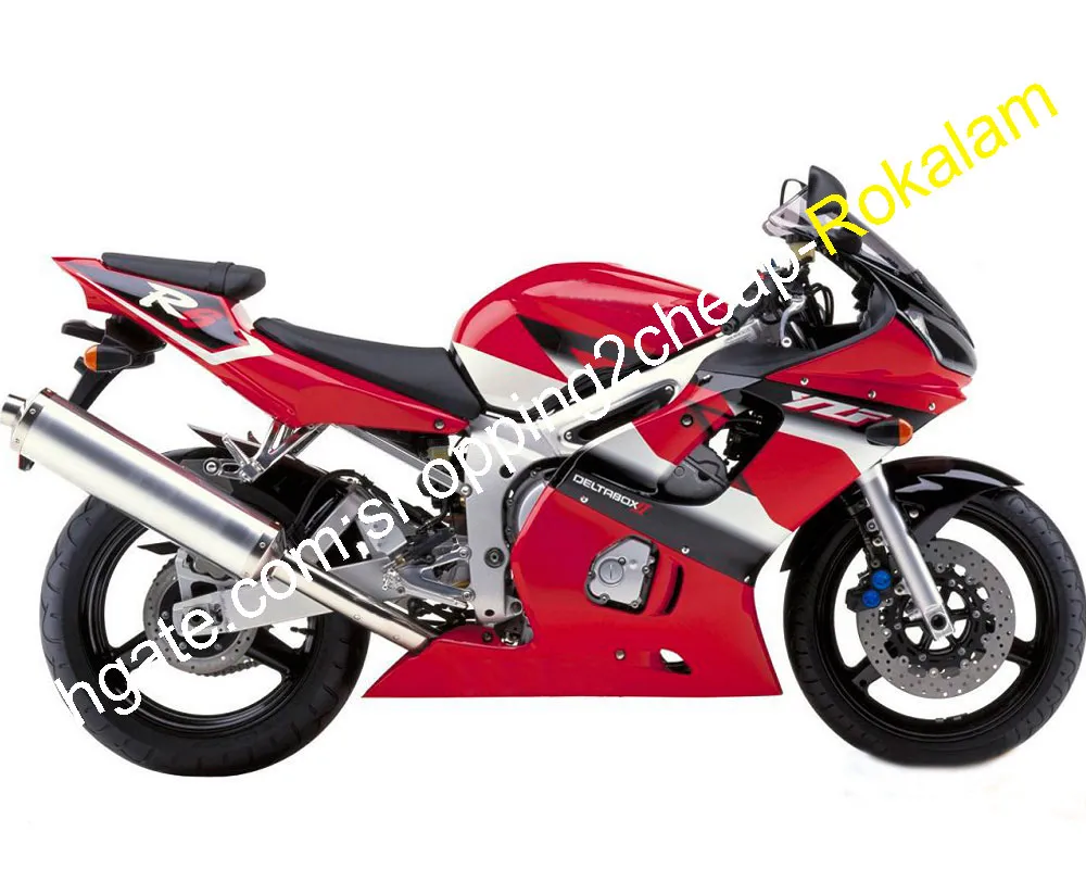 YAMAHA YZFR6 YZF600 YZF R6 Kırmızı Siyah Motosiklet Komple Fairing Set 1998 1999 2000 2001 2002 (Enjeksiyon Kalıplama)