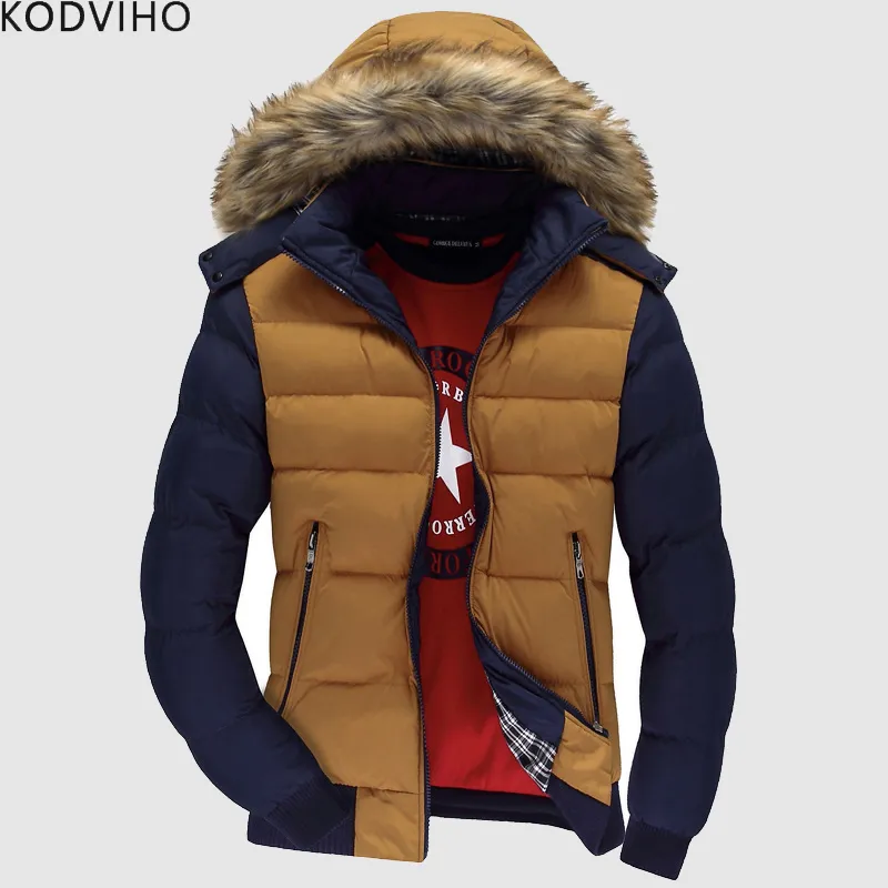 Män Parka Vinterkläder Puffer Varm jacka Herr Puffy Vadderad kappa Man Qulited Jackor Man Casual Pälskrage Hodded Overcoat 2019