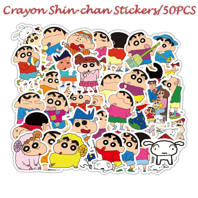 50PCS Crayon Shin Chan etiqueta japonesa TV dos desenhos animados Anime Adesivos Home Decor Mestre Laptop Skate da guitarra de bagagem da motocicleta Decal Brinquedos