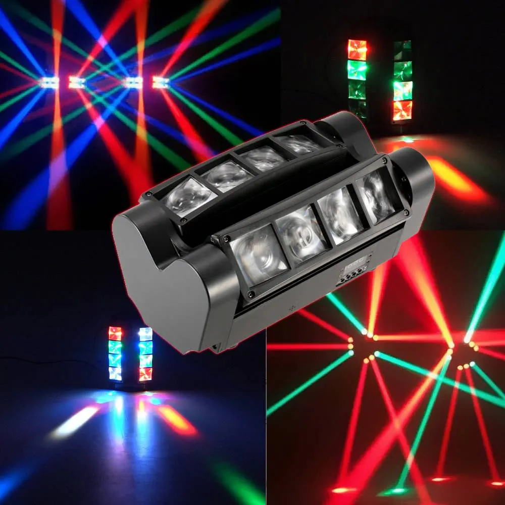 LED DMX512 Sound Activated Mini Spider Stage Beam Light Effect Lighting for Disco DJ Party