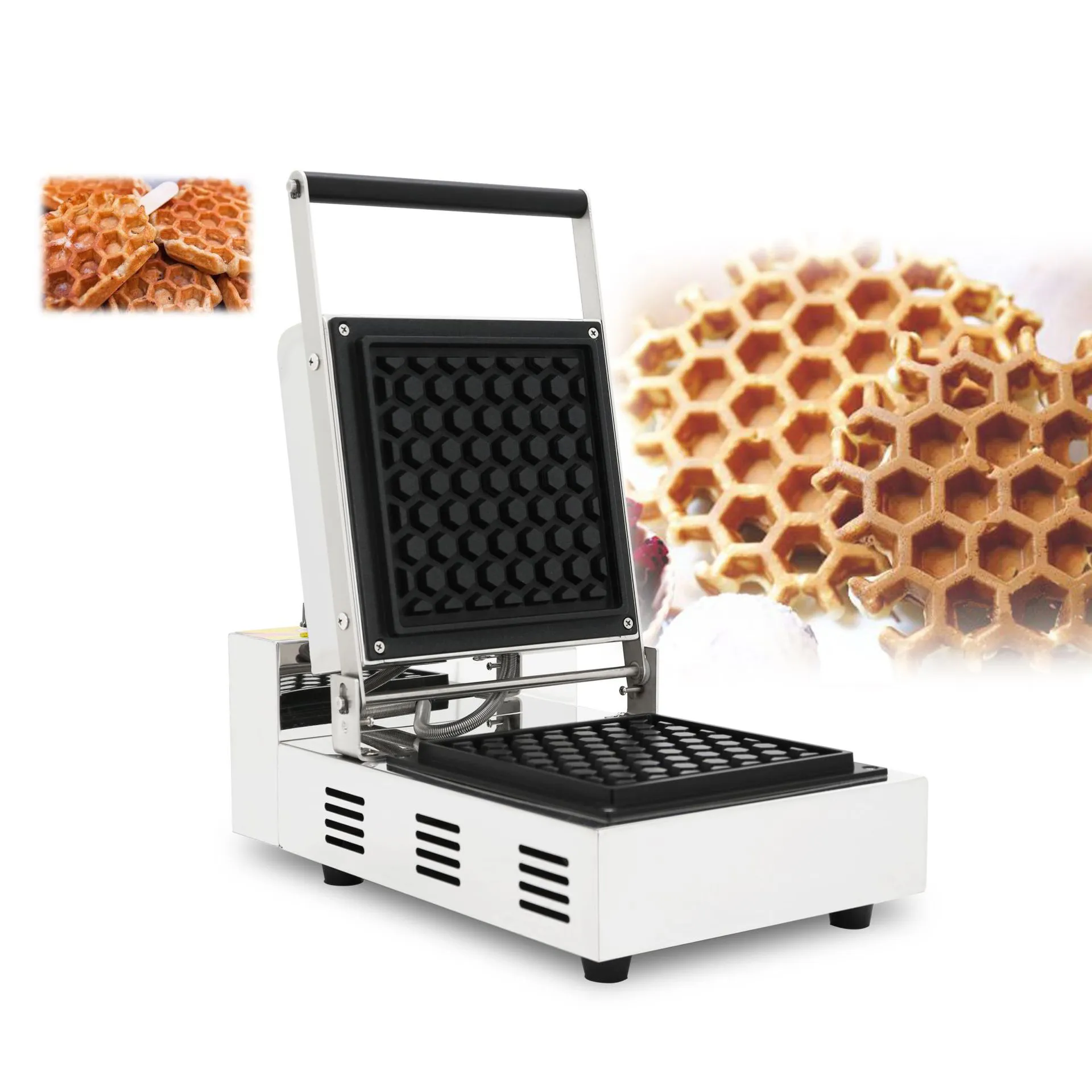 Livsmedelsbearbetning 110V 220V Kommersiell elektrisk mini honeycomb waffle maker maskin