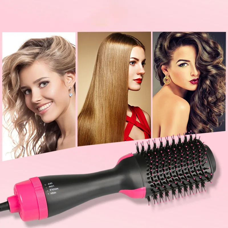 Professional One Step Secador de cabelo escova volumizer 2 em 1 alisador e curling Hot Air Curling ferro Rotating Rollers Comb